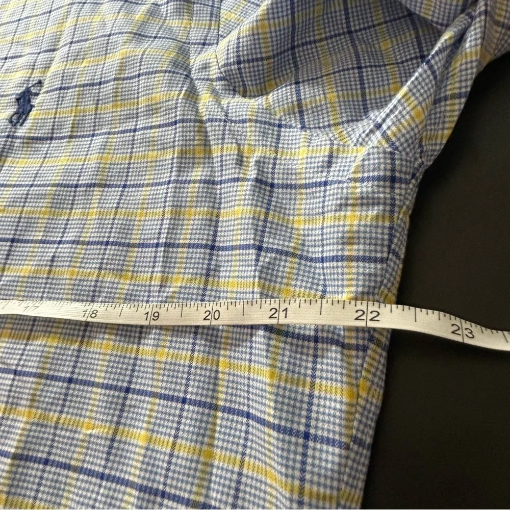 POLO Ralph Lauren Men's Button Down Shirt Blue Yellow Plaid Size Medium